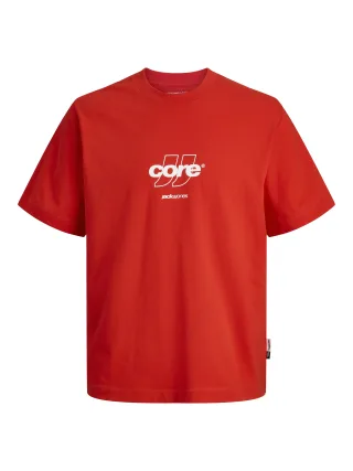JACK&JONES - JCOCLUB FRONT PRINT TEE SS CREW NECK Flame Scarlet - Gr. - L