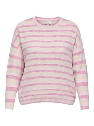 ONLY CARMAKOMA - CARJOHANNA LS O-NECK KNT Pink Yarrow