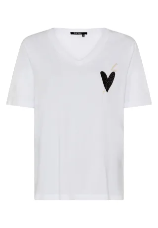 Marc Aurel - Shirt mit Herz Applikation white - Gr. - 46