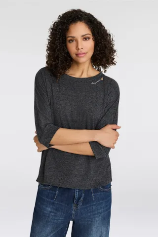 Ragwear 3/4-Arm-Shirt "SHIMONA CORE" abgerundeter Saum und modische 3/4 Ärmel