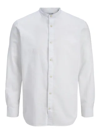 JACK&JONES - JJESUMMER LINEN BLEND BAND SHIRT L/S SN white - Gr. - M