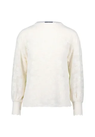zero - Sweatshirt mit Blumenspitze gelb - Gr. - 40