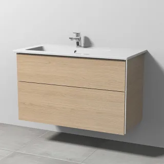 Sanipa 3way Keramik-Set Venticello Keramik-Waschtisch und Unterbau mit 2 Auszügen, Eiche-Nordic BR32548