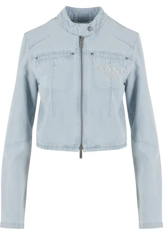 Karl Kani Allwetterjacke "Karl Kani Retro TM Denim Biker Jacket" 1 Stk. tlg. ohne Kapuze
