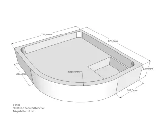 Neuesbad Wannenträger für Bette Corner 80x90x6,5 Viertelkreis SD22098