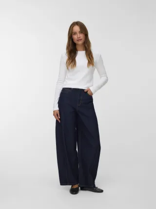 VERO MODA - VMKAITLIN HR WIDE BARREL JEANS SI352 dark blue denim - Gr. - 28/34