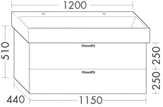Burgbad Waschtischunterschrank Sys30 PG2 Echo 510x1150x440 Marone Dekor Trüffel, WUJE115F1717 WUJE115F1717