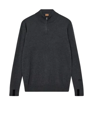 mos mosh gallery - MMGAdam Soft Zip Turtle Neck Knit charcoal melange - Gr. - L