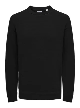 ONLY&SONS - ONSETHAN LIFE REG 7 CREW KNIT NOOS Black - Gr. - S