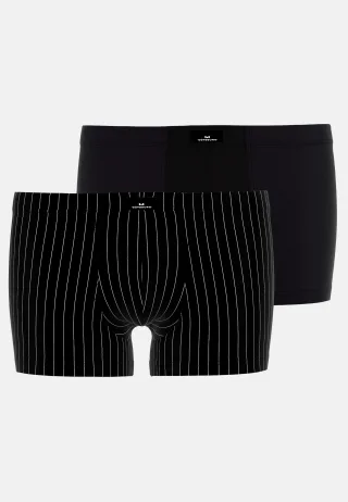 götzburg bodywear - GÖTZBURG Herren Pants längsgestreift 2er Pack black - Gr. - 6