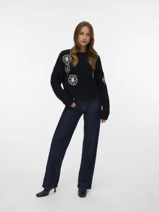 VERO MODA - VMLAURA LS O-NECK PULLOVER BOO black - Gr. - L