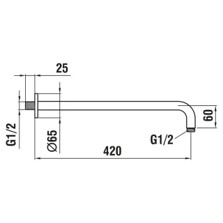 LAUFEN Brausewandarm, PVD Gold, runde Rosette, Ausladung 420mm HF960109463001