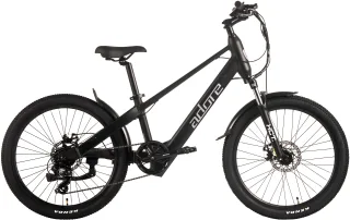 Adore "24" Alu Kids Citybike KS-240 Heckmotor 45NM / 10,4Ah Pitch Black matt" 7 Gang Shimano Tourney Schaltwerk Kettenschaltung Heckmotor 250 W Pedelec, Elektrofahrrad für Damen und Herren, MTB