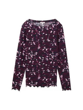 Tom Tailor - T-Shirt mit U-Boot-Ausschnitt lila/pink - Gr. - L