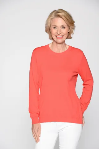 CLARINA - Rdh.-Pullover, 1/1 Arm, uni 451 geranie - Gr. - 46