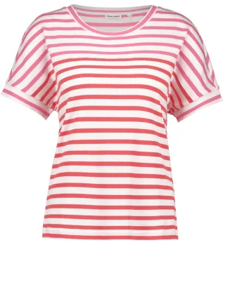 GERRY WEBER Collection - Geripptes Kurzarmshirt mit Ringeln koralle/pink/white stripe mix - Gr. - 42