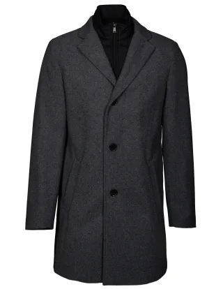 COMMANDER Finest Clothing - Wollmantel mit Inlet grey - Gr. - 58