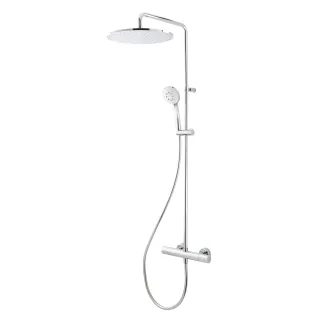 Herzbach spa Duschsystem rund thermo cool 300 Kopfbrause, runde Handbrause, Chrom, 11.988530.1.01 11.988530.1.01