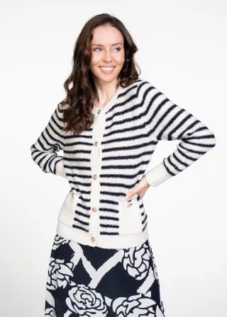 (THE MERCER) N.Y. - Cardigan white/navy - Gr. - 38