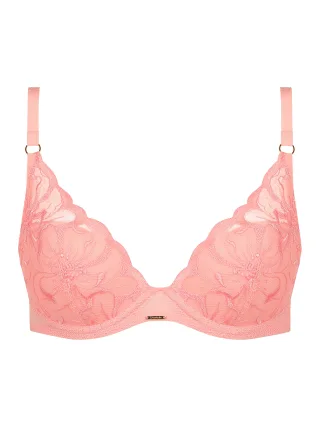 Chantelle Lingerie - Fleurs Tief ausgeschnittener T-Shirt-BH candlelight peach - Gr. - 80 A
