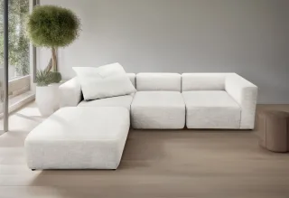 Home affaire 3-Sitzer "Utvik kann individuell zusammengestellt werden" Modulsofa, bestehend aus 2 Eck-, 1 Mittelelement und 1 Hocker