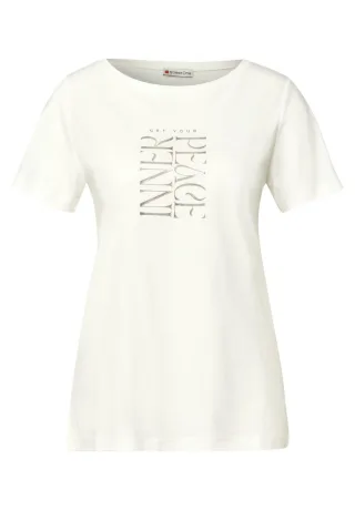 Street One - T-Shirt mit Wording Print weiß - Gr. - 44