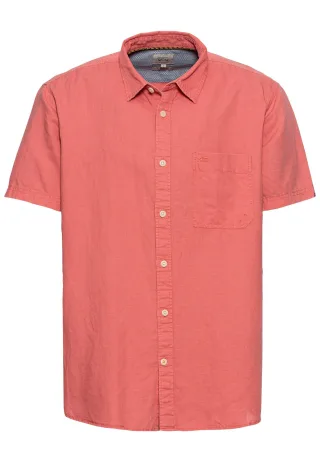 camel active - Kurzarm Hemd aus einem Leinen-Baumwoll-Mix faded red - Gr. - M