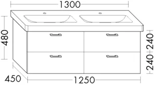 Burgbad Waschtischunterschrank Sys30 PG2 Echo 480x1250x450 Nussbaum Dekor Samt, WVBX125F2751 WVBX125F2751