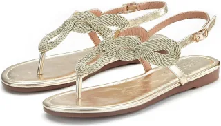 LASCANA Zehentrenner Sandale, Pantolette im Metallic-Look VEGAN