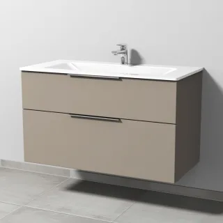 Sanipa 3way Glas-Set Glas-Waschtisch und Unterbau mit 2 Auszügen, Sandgrau-Matt UF20467