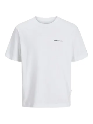 JACK&JONES - JORVARENNA PAINTED BACK TEE SS CREW NECK bright white - Gr. - XL