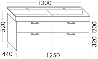 Burgbad Waschtischunterschrank Sys30 PG4 Sana 520x1250x440 Eiche Dark Chocolate, WWMK125F6026 WWMK125F6026