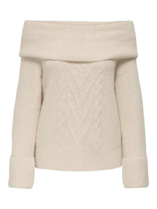 ONLY - ONLLUNA LS OFF SHOULDER PULLOVER KNT Birch - Gr. - XL