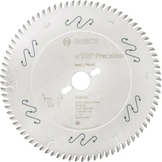 Bosch Kreissägeblatt Top Precision Best for Wood, 250 x 30 x 3,2mm, 80 Zähne - 2608642113
