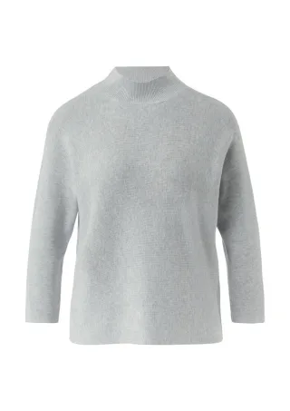 comma - Strickpullover mit Stehkragen grau - Gr. - 46