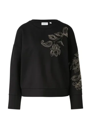 comma - Sweatshirt mit auffälliger Detailstickerei schwarz - Gr. - 36