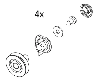 Kermi EBIN015 Set Laufrolle oben, silber, 2533892 2533892