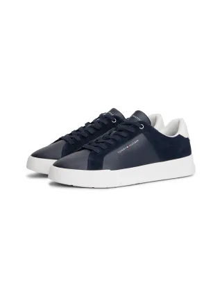 Tommy Hilfiger Sneaker "TH COURT MIX NUBUCK", Freizeitschuh, Halbschuh, Schnürer mit zwei Logoschriftzügen