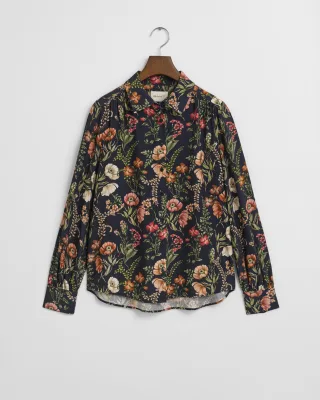 GANT - Relaxed Fit Viskose Bluse mit Blumen-Print evening blue - Gr. - 44