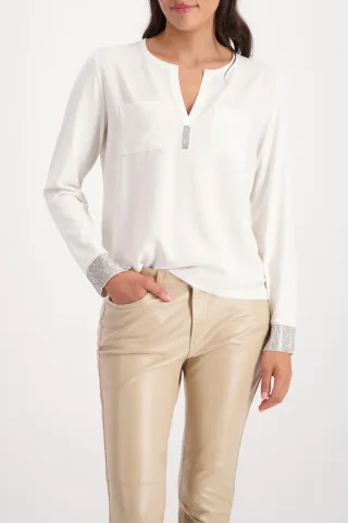 monari - Crepe-Bluse mit Strasssteinen almond - Gr. - 36