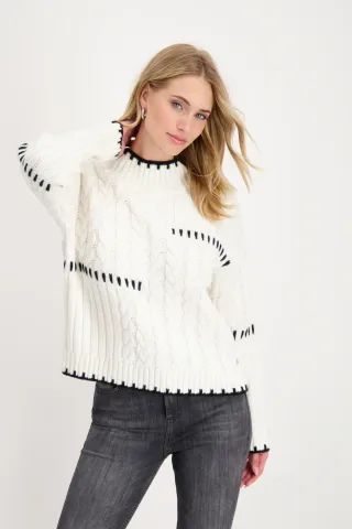 monari - Pullover mit Struktur Mix off-white - Gr. - 42