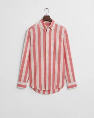 GANT - Regular Fit Hemd aus Baumwolle und Leinen mit Streifen brick red - Gr. - XL