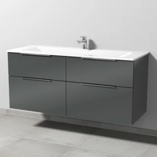Sanipa 3way Glas-Set Glas-Waschtisch und Unterbau mit 4 Auszügen, Anthrazit-Glanz UF20779