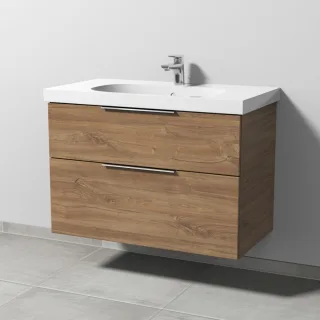 Sanipa 3way Waschtischunterbau zu Geberit Acanto Waschtisch mit 2 Auszügen, Eiche-Kansas UM41859
