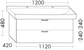 Burgbad Waschtischunterschrank zu Keramik-Waschtisch Sys30 PG3 Diago 480x1120x420 Sand Matt, WVME112 WVME112F3352