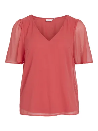 VILA - VIFALIA V-NECK S/S TOP - NOOS - Gr. - 42