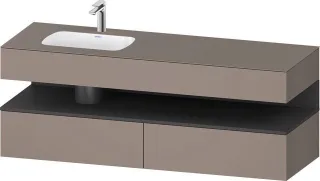 Duravit Qatego Einbauwaschtisch mit Konsolenwaschtischunterbau Basalt Matt 1600x500x600 mm - QA47950 QA4795049430000