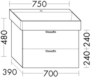 Burgbad Waschtischunterschrank Sys30 PG1 Aqua 480x700x390 Weiß Matt, WVNI070F1719 WVNI070F1719