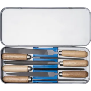 PFERD TOOLS Schlüsselfeilen-Set mit Holzheft 6-tlg. Hieb 2 für filigrane Feilarbeiten Metallbox - 11700265