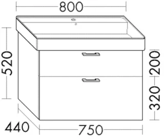 Burgbad Waschtischunterschrank Sys30 PG2 Echo 520x750x440 Eiche Dekor Silber, WWMK075F6024 WWMK075F6024